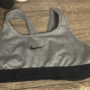 Nike Heather Gray and Black Sports Bra